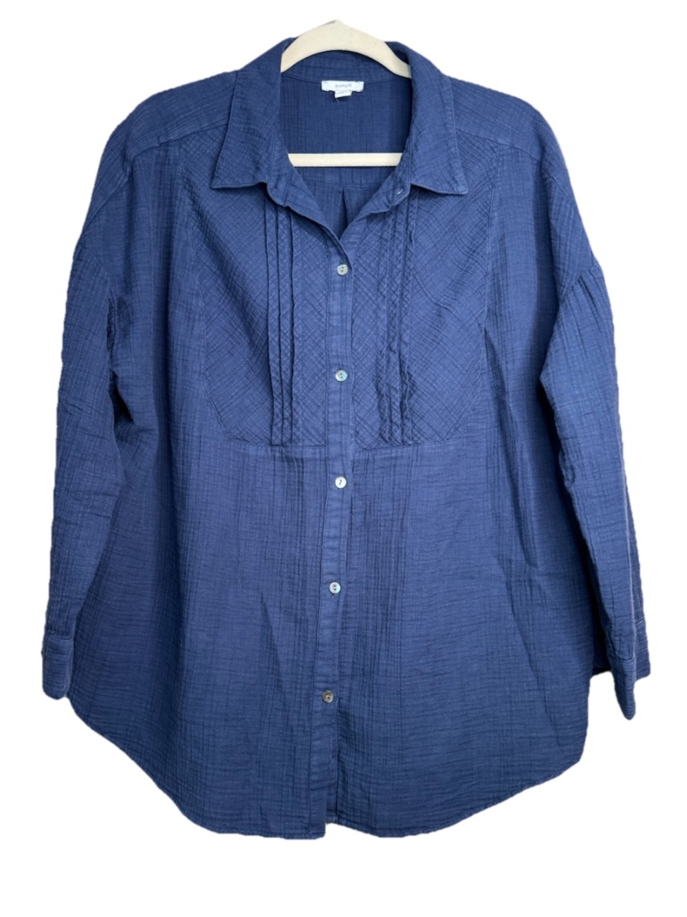 J Jill Pure Jill Washed Gauze Shirt Light Arctic Night Blue Size XL F1